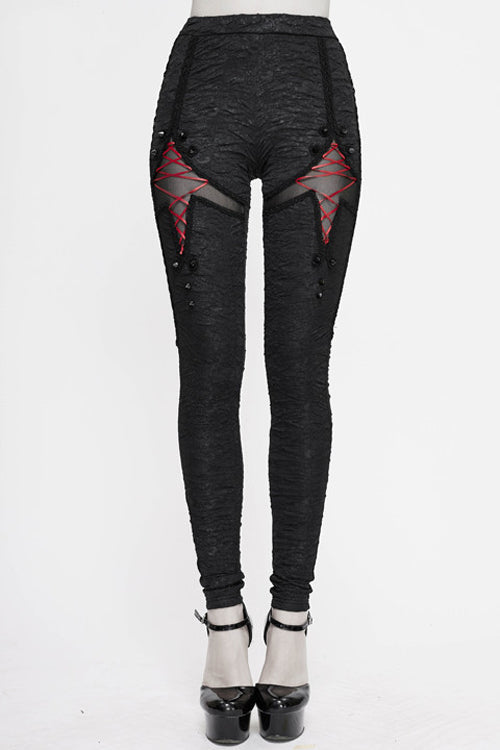 Black Gothic Laced Up Sexy Knit Leggings Womens Pants