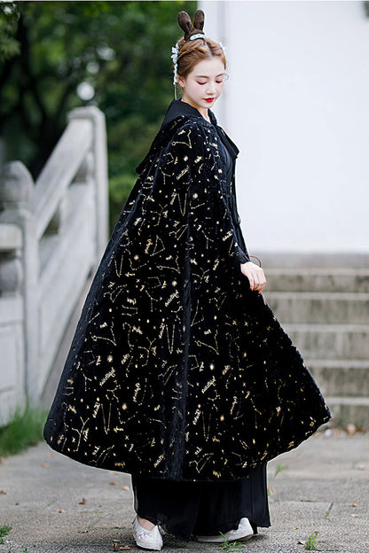 Black Costume Polka Dot Print Classic Hanfu Dress