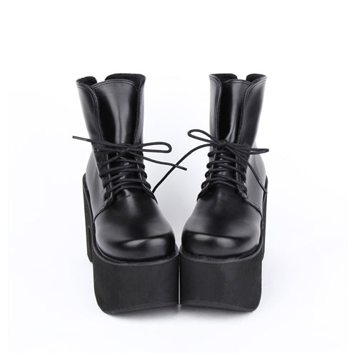 Black Platform Heel Classic Lolita Boots