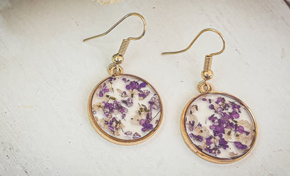 Beautiful Purple Flower Earrings