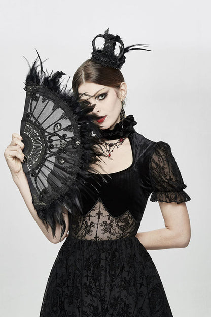 Black Feather Rose Lace Edging Cross Women's Gothic Crown Headwear