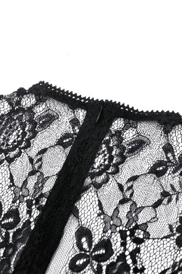 Black Off Shoulder Long Sleeves Women's Gothic Irregular Lace Dress Wedding Dress
