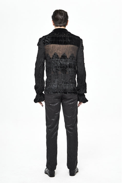 Black Basic Jacquard Diagonal Pocket Three Dimensional Webbing Gothic Mens Pants