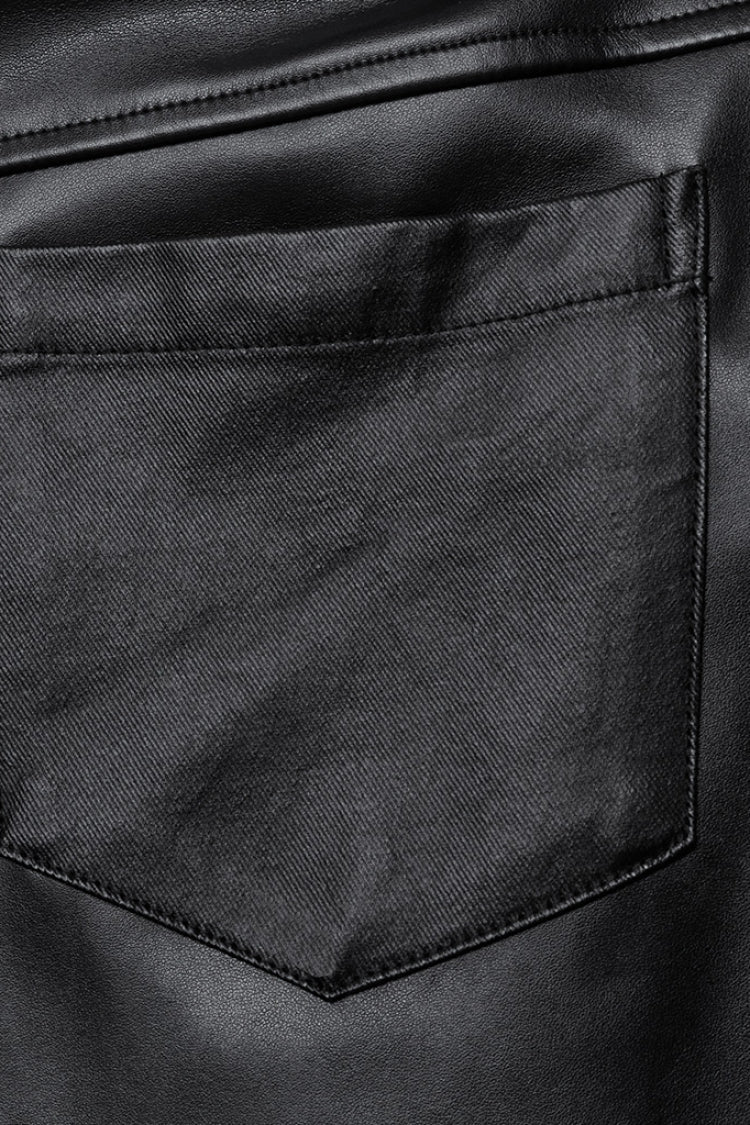 Black Mesh Buckle Strap Men's Punk Pants