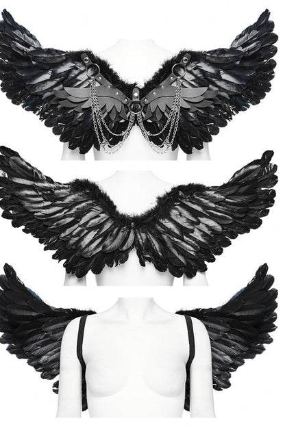 Artificial Leather Stitching Women's Steampunk Feather Wing Harness 2 Colors