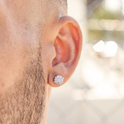 8MM Pave Set Moissanite Stud Earrings in Yellow Gold Vermeil