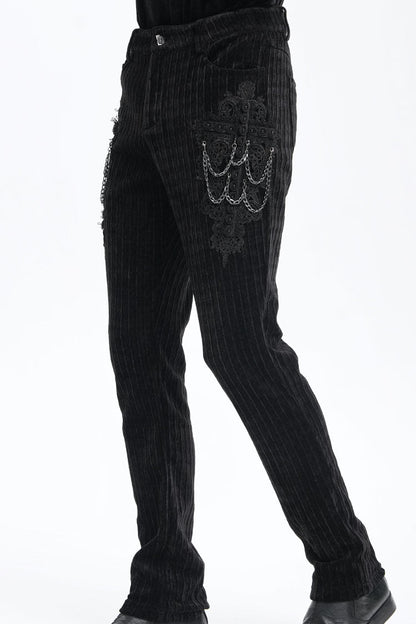 Black Chain Crochet Print Men's Gothic Pants