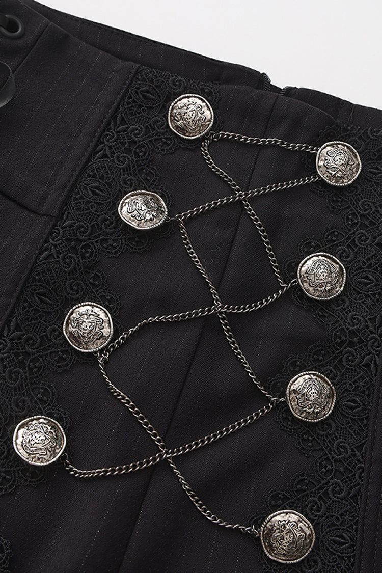 Black Double-breasted Chain Cross Embroidery Ouji Vintage Elegant Prince Gorgeous Lolita Pants