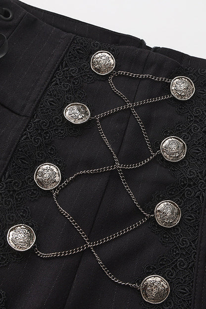 Black Double-breasted Chain Cross Embroidery Ouji Vintage Elegant Prince Gorgeous Lolita Pants