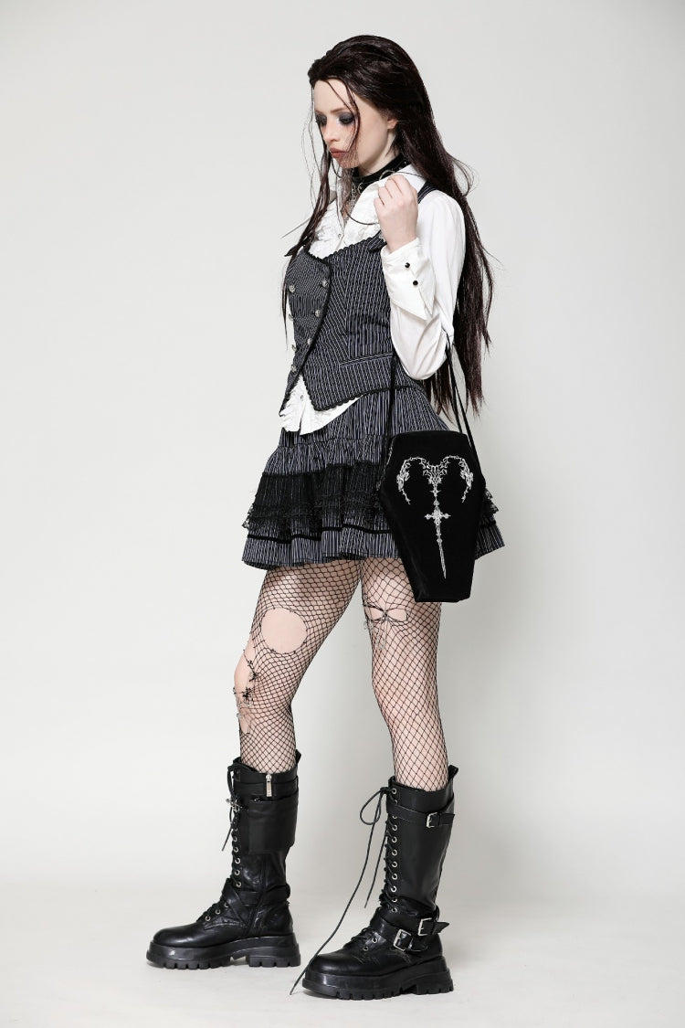 Black Horned Embroidered Women's Gothic Bag