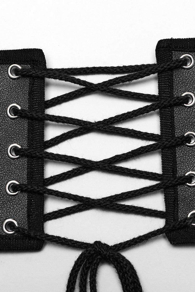 Black Lace-Up Double-buckle Men's Punk Girdle
