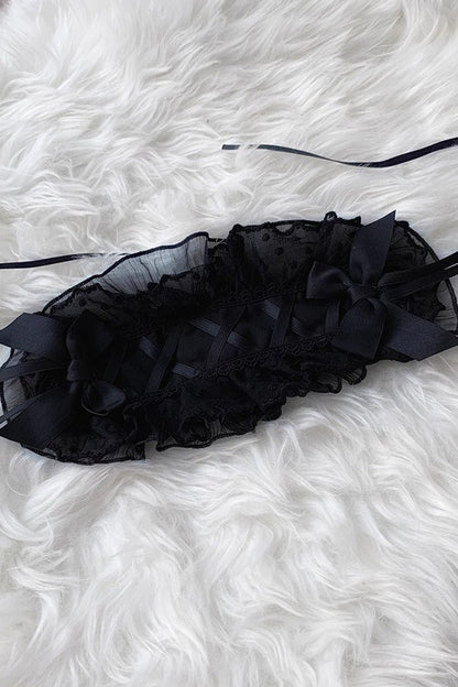 Black Lace Cool Angel Short Sleeves Bowknot Ruffle Gothic Lolita Dress