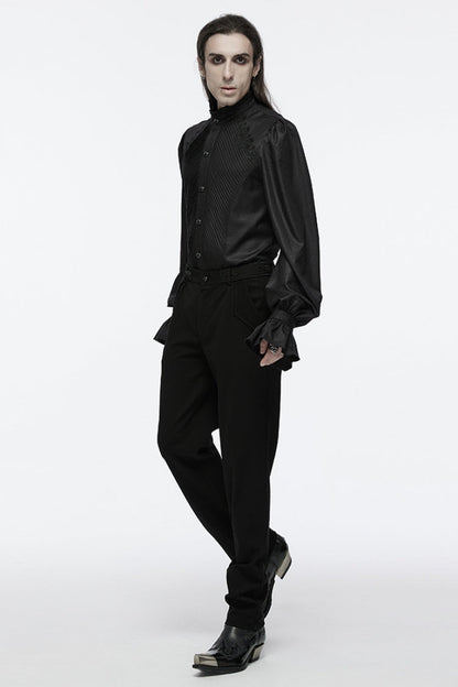 Black Long Puff Sleeves Lace Men's Gothic Blouse