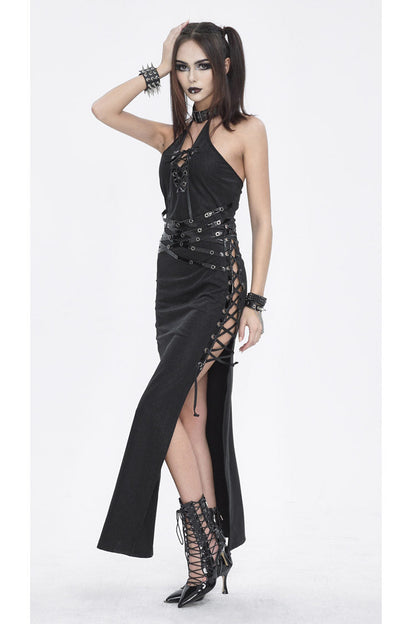 Black Halterneck Slim Women's Gothic Strapless Dress