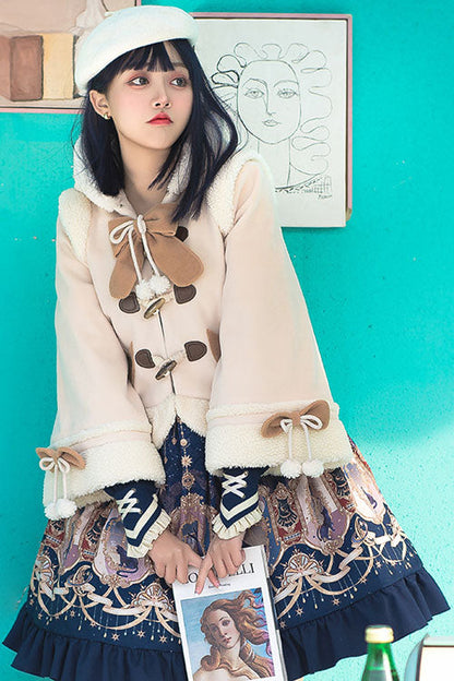 Autumn Winter Double Collar Bowknot Single Breasted Sweet Lolita Cape Coat
