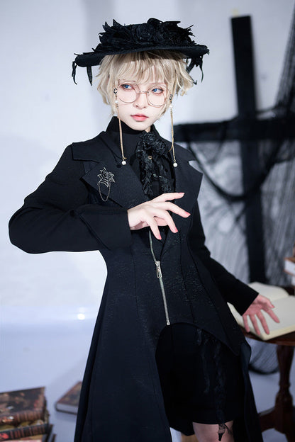 Black Irregular Ouji Fashion Gothic Vintage Handsome Cool Lolita Vest