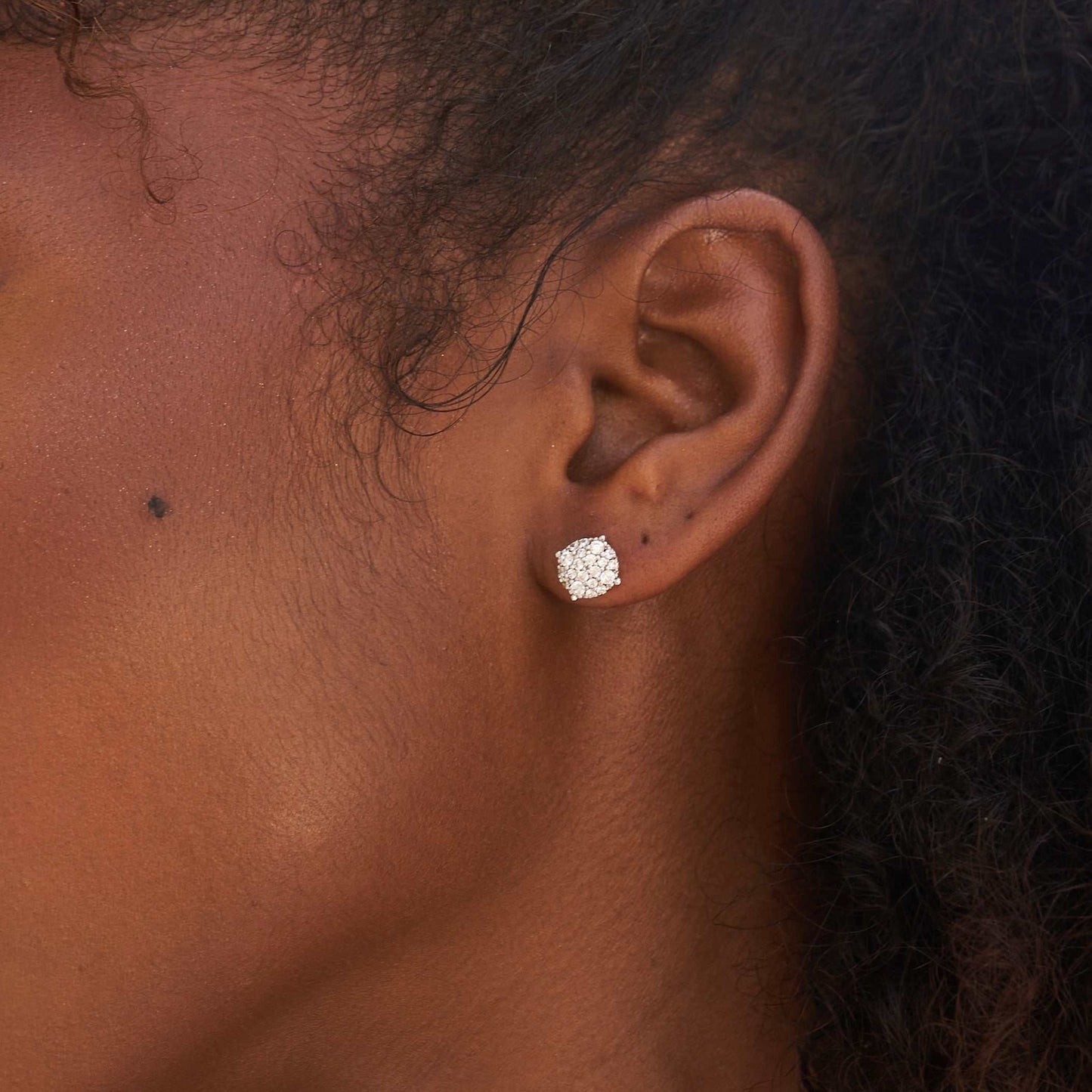 8MM Pave Set Moissanite Stud Earrings in Sterling Silver