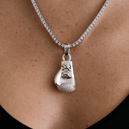Boxing Glove (Right) Pendant in White Gold