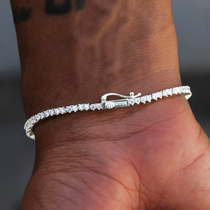 3 Prong Tennis Bracelet in White Gold -2mm