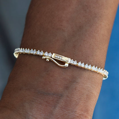 3 Prong Tennis Bracelet in Gold -2mm