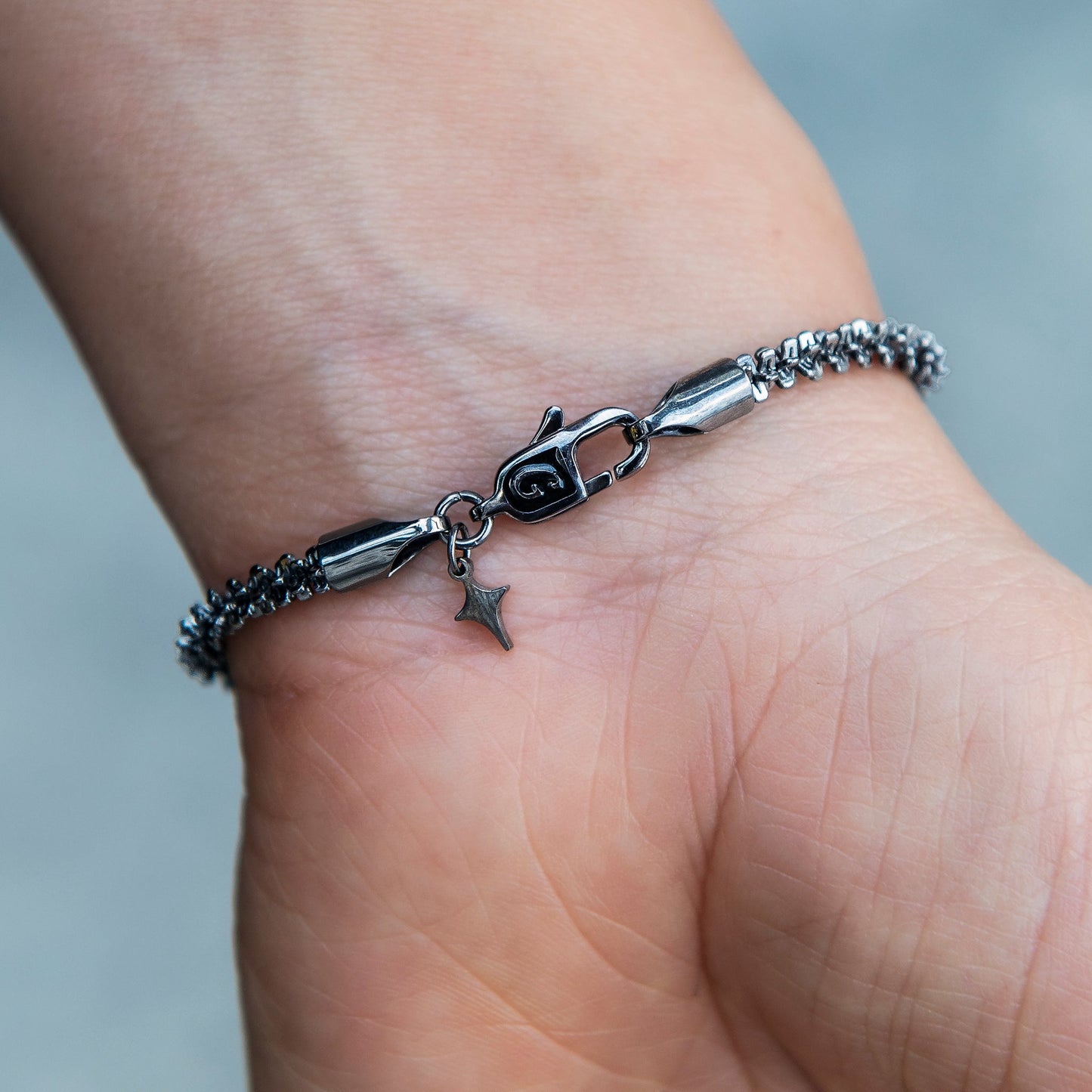 4MM Diamond Cut Popcorn Bracelet in Black