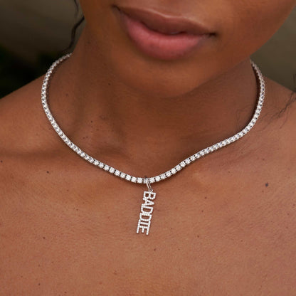 "Baddie" Pendant - White Gold