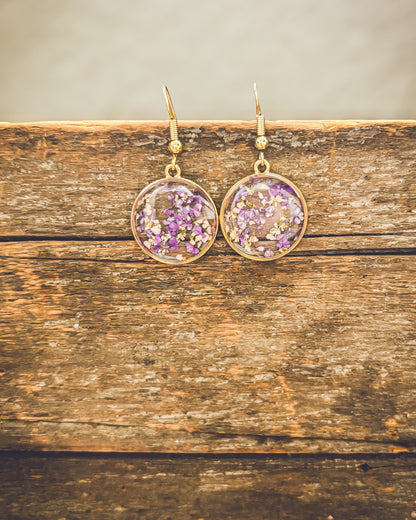 Beautiful Purple Flower Earrings