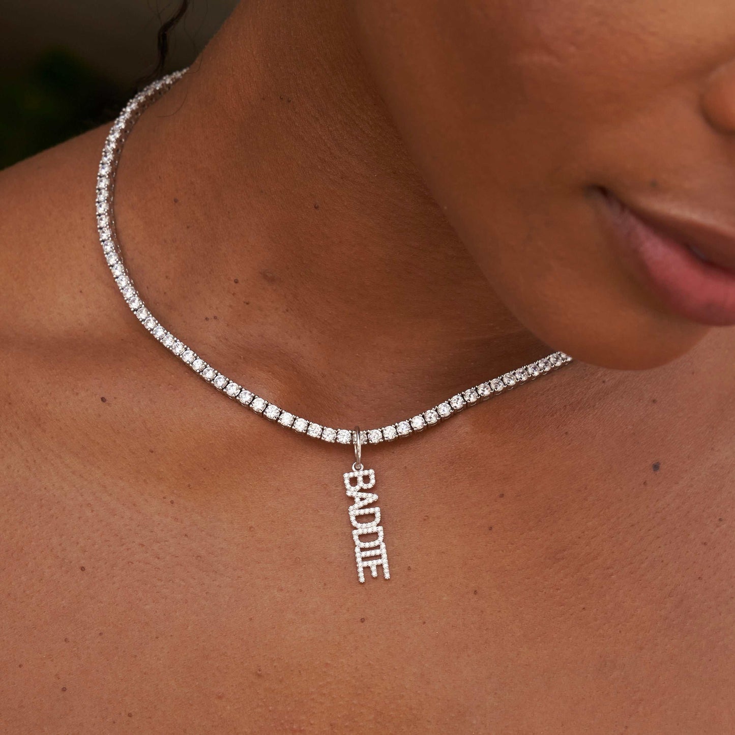 "Baddie" Pendant - White Gold