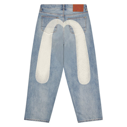Ecru Daicock Print Denim | White
