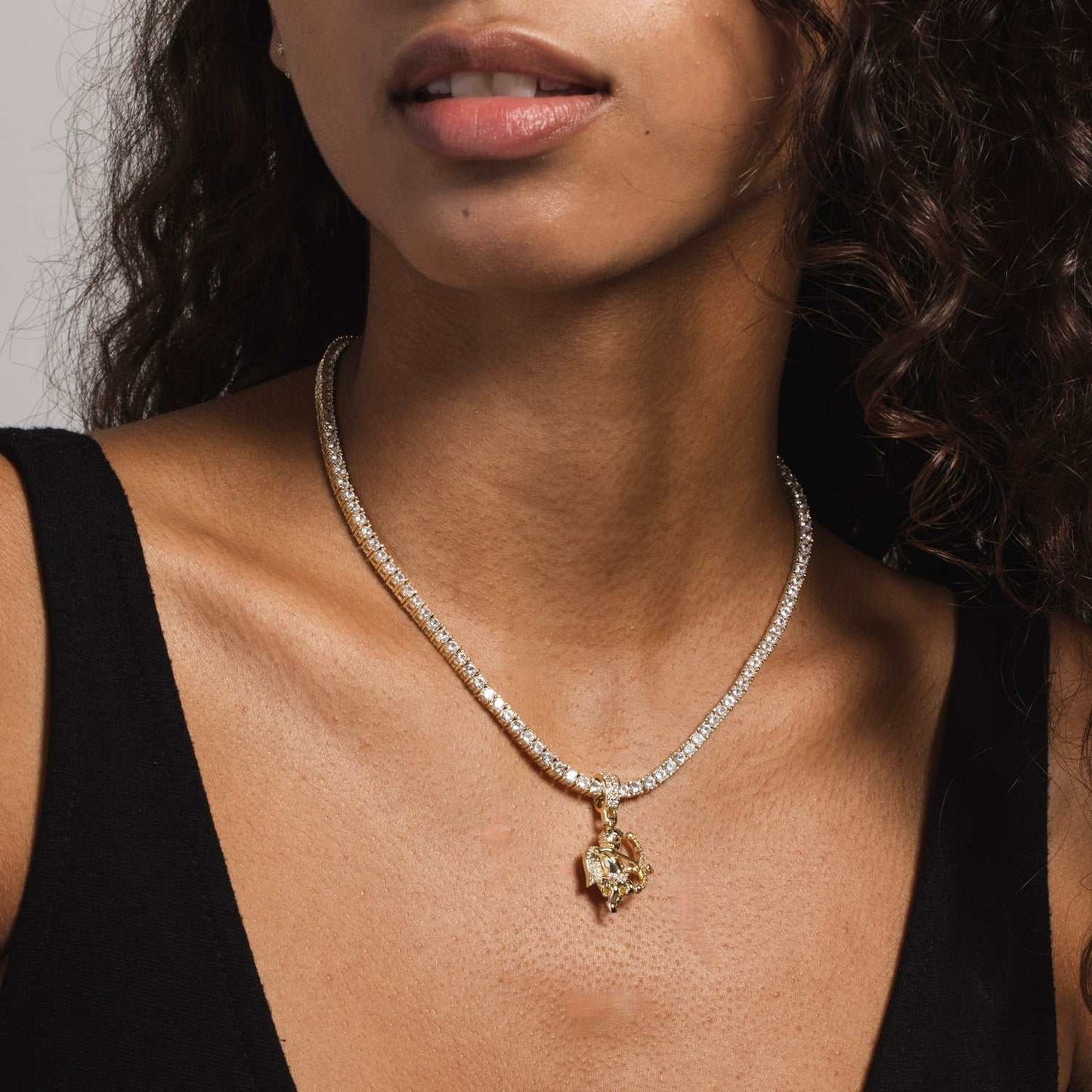 10k Solid Gold Micro Cupid Pendant-VS Diamonds