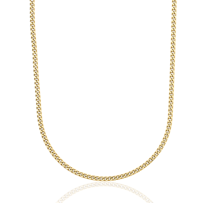 3MM Micro Cuban Necklace in Yellow Gold