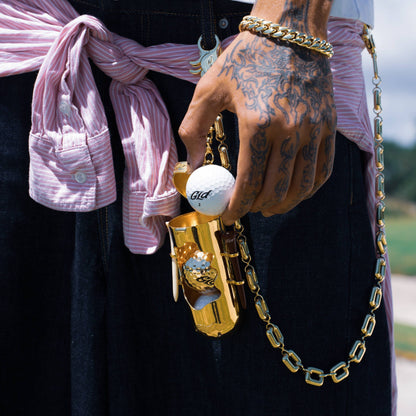 Clip-on Golf Ball Holder Accessory in Yellow Gold
