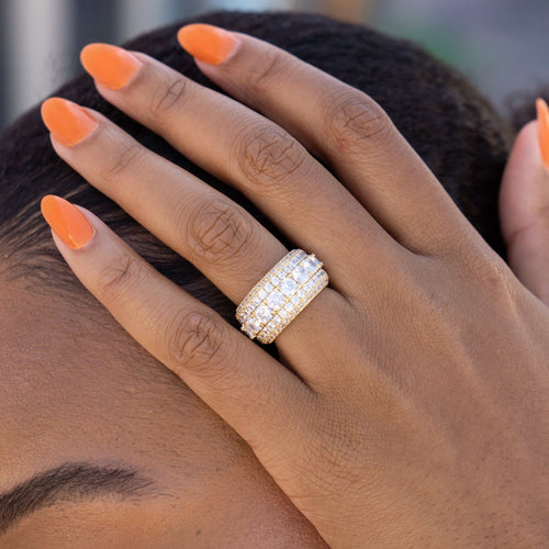 5 Layer Diamond Band Ring in Yellow Gold Vermeil