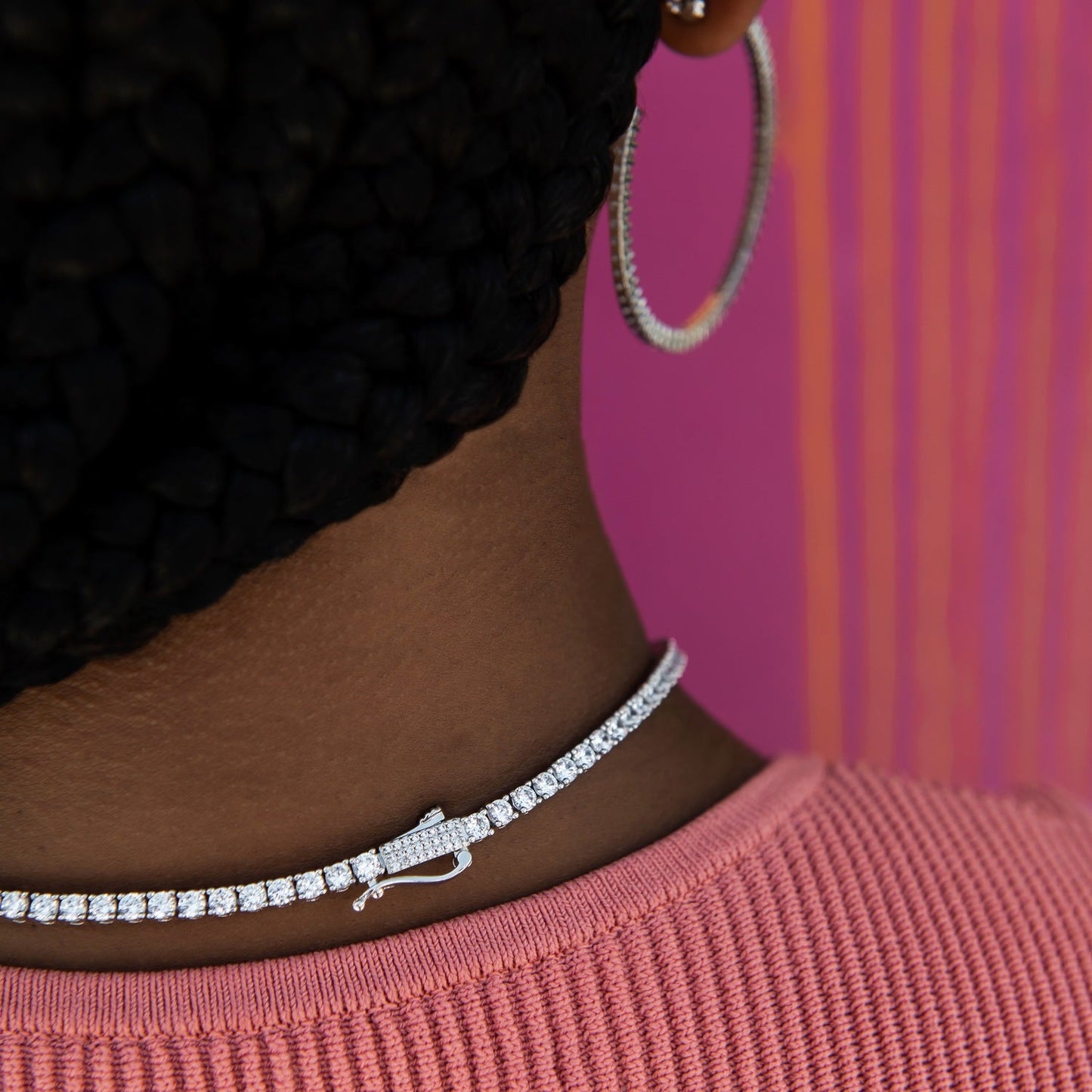 3MM Diamond Cross Tennis Necklace
