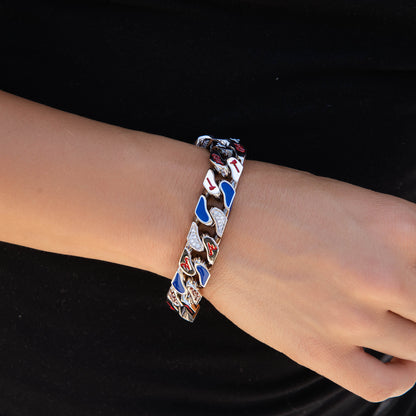 Atlanta Braves Official MLB Stealth Cuban Bracelet in White Gold