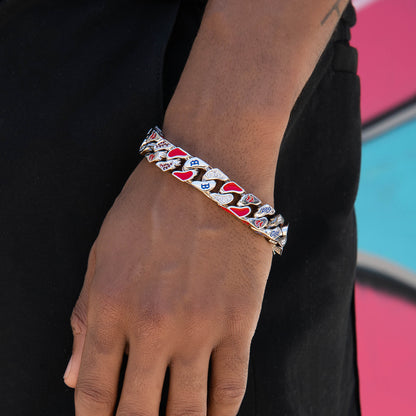 Boston Red Sox Official MLB Stealth Cuban Bracelet in White Gold