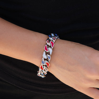Boston Red Sox Official MLB Stealth Cuban Bracelet in White Gold