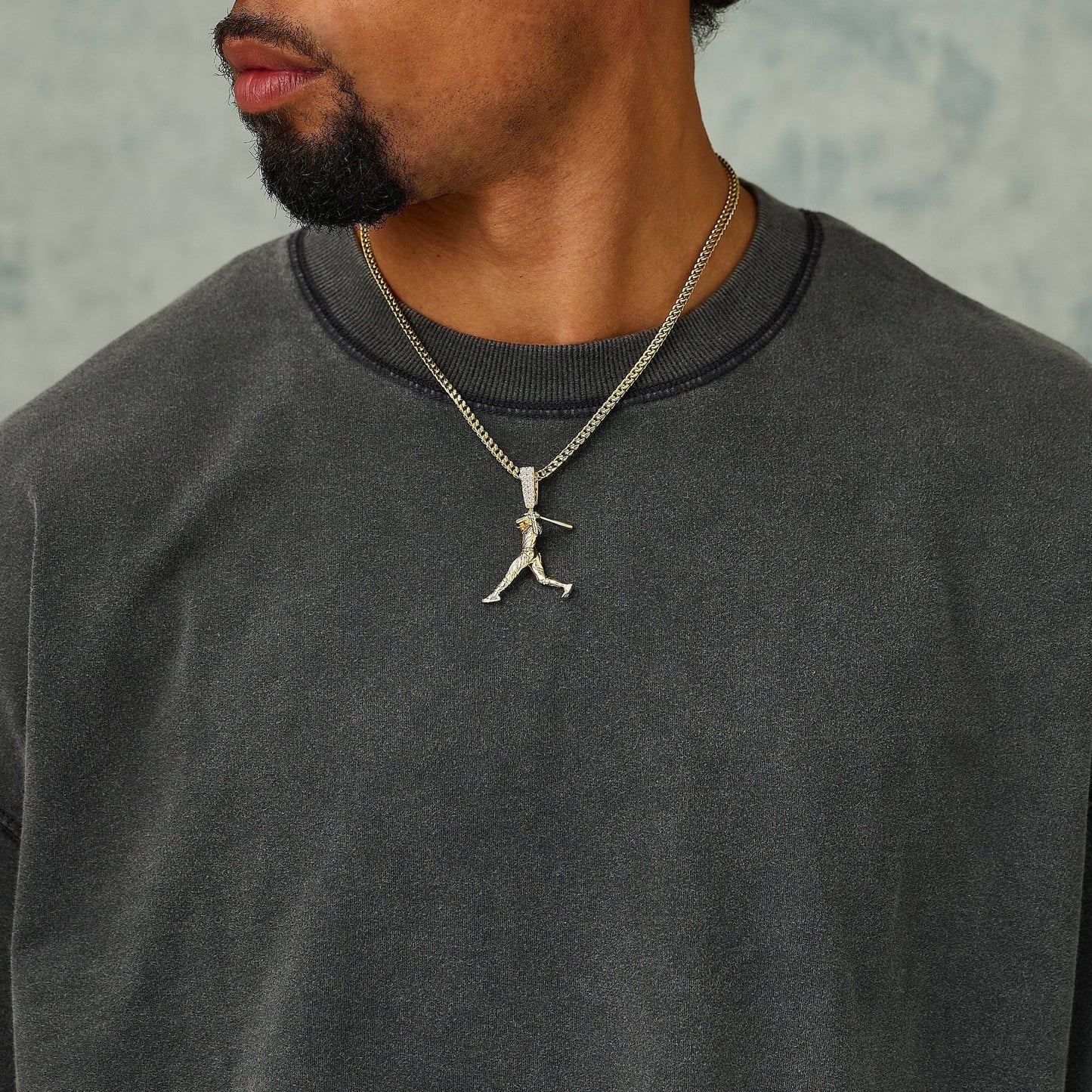 Atlanta Braves Acuna Official MLBPA Polished Batting Pendant in Yellow Gold