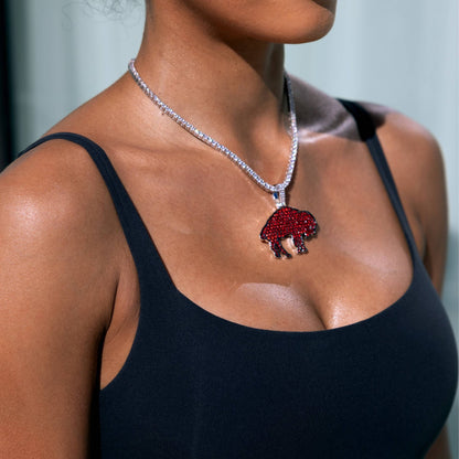 Buffalo Bills Official NFL Vintage Logo Pendant in White Gold
