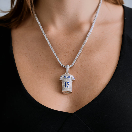 Buffalo Bills Josh Allen Official NFL Jersey #17 Pendant in White Gold
