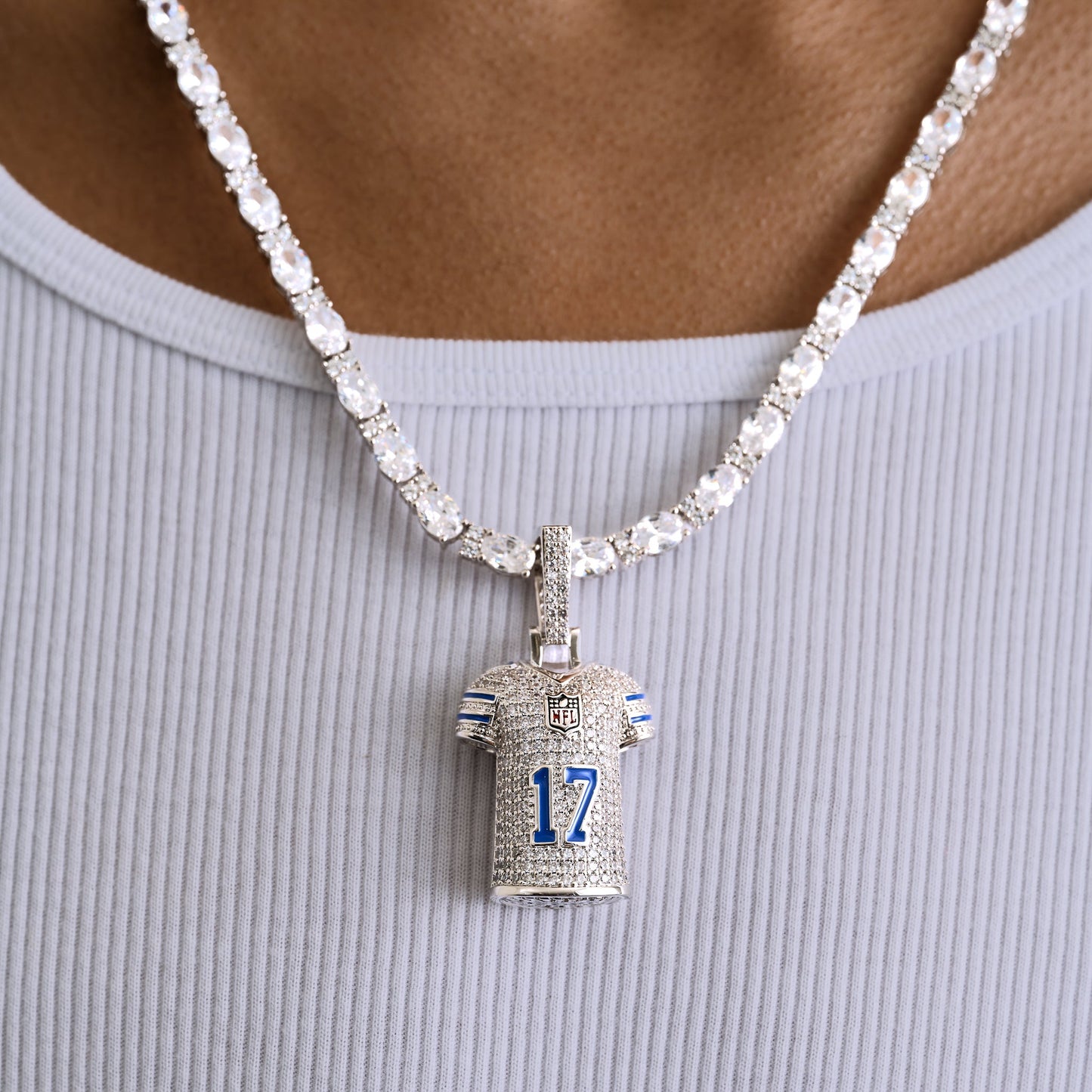Buffalo Bills Josh Allen Official NFL Jersey #17 Pendant in White Gold