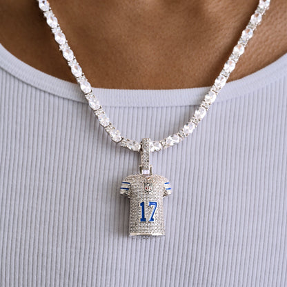 Buffalo Bills Josh Allen Official NFL Jersey #17 Pendant in White Gold