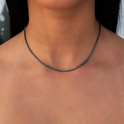 2MM Diamond Cut Popcorn Necklace in Black
