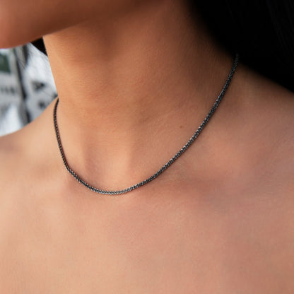 2MM Diamond Cut Popcorn Necklace in Black