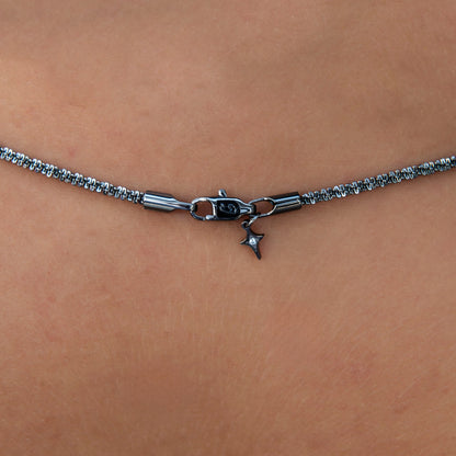2MM Diamond Cut Popcorn Necklace in Black