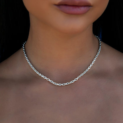 3.6MM Open Box Necklace in White Gold