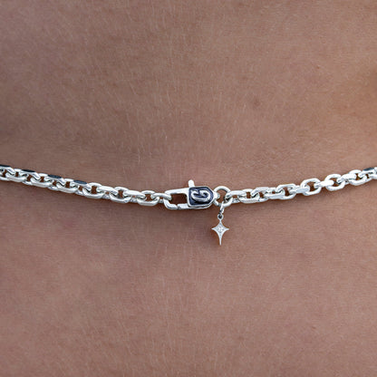 3.6MM Open Box Necklace in White Gold