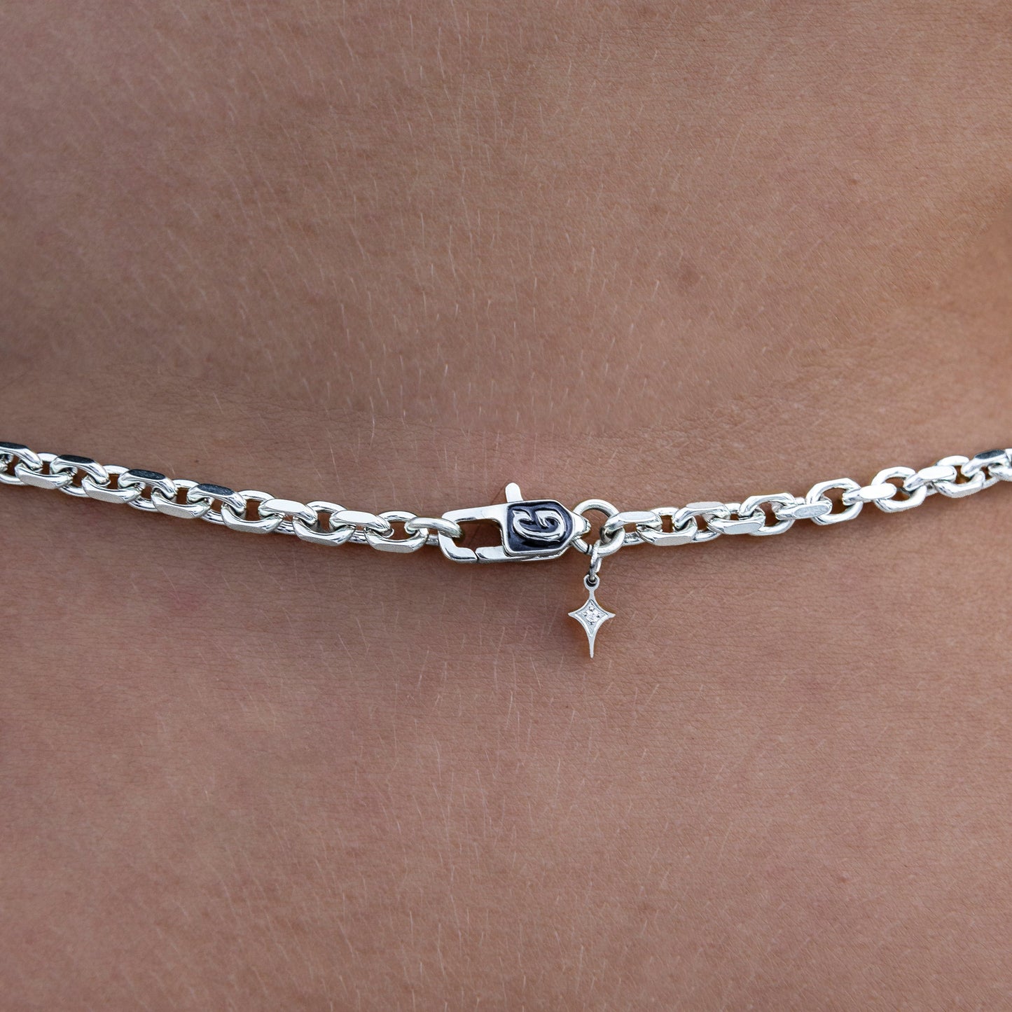 3.6MM Open Box Necklace in White Gold