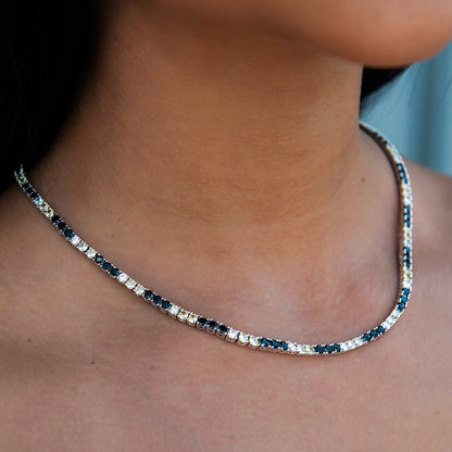 3MM Diamond Tennis Necklace - Black Yellow White