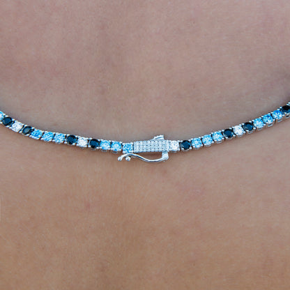 3MM Diamond Tennis Necklace - Turquoise Black White